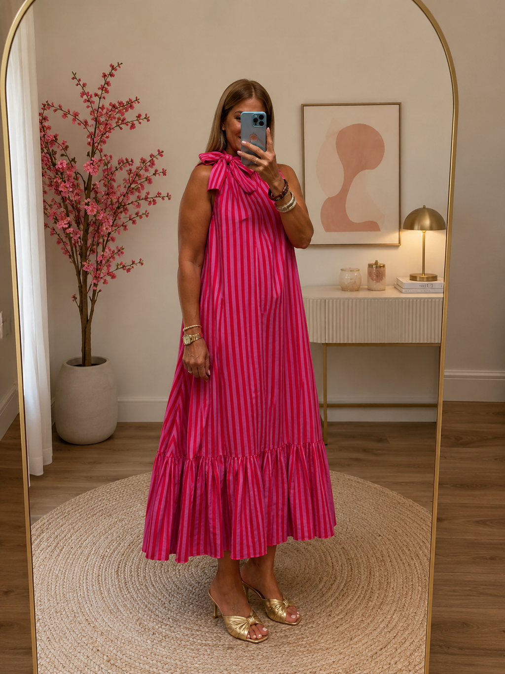 Vestido rosa rayas