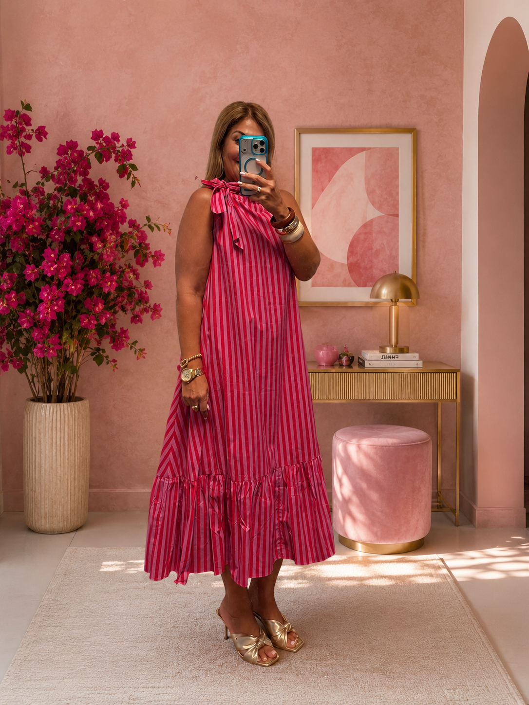 Vestido rosa rayas
