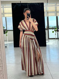 Vestido rayas marrón