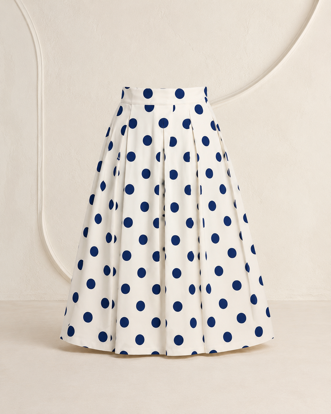 POLKA DOT MIDI SKIRT BLUE