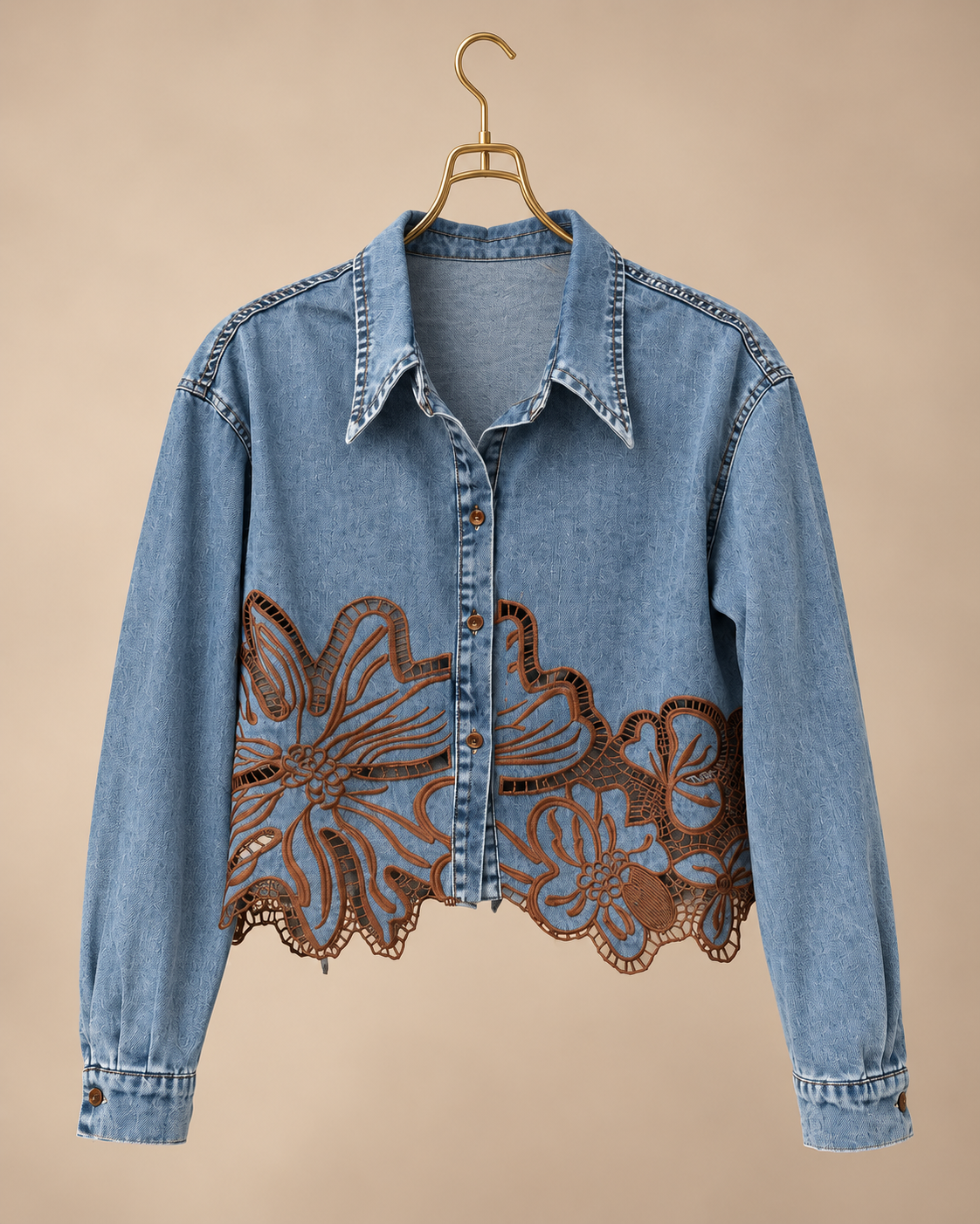 CAMISA JEAN CON MARRÓN