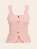 Top rosado con botones dorados
