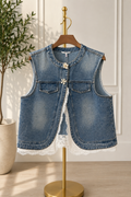 Chaleco jean con encaje