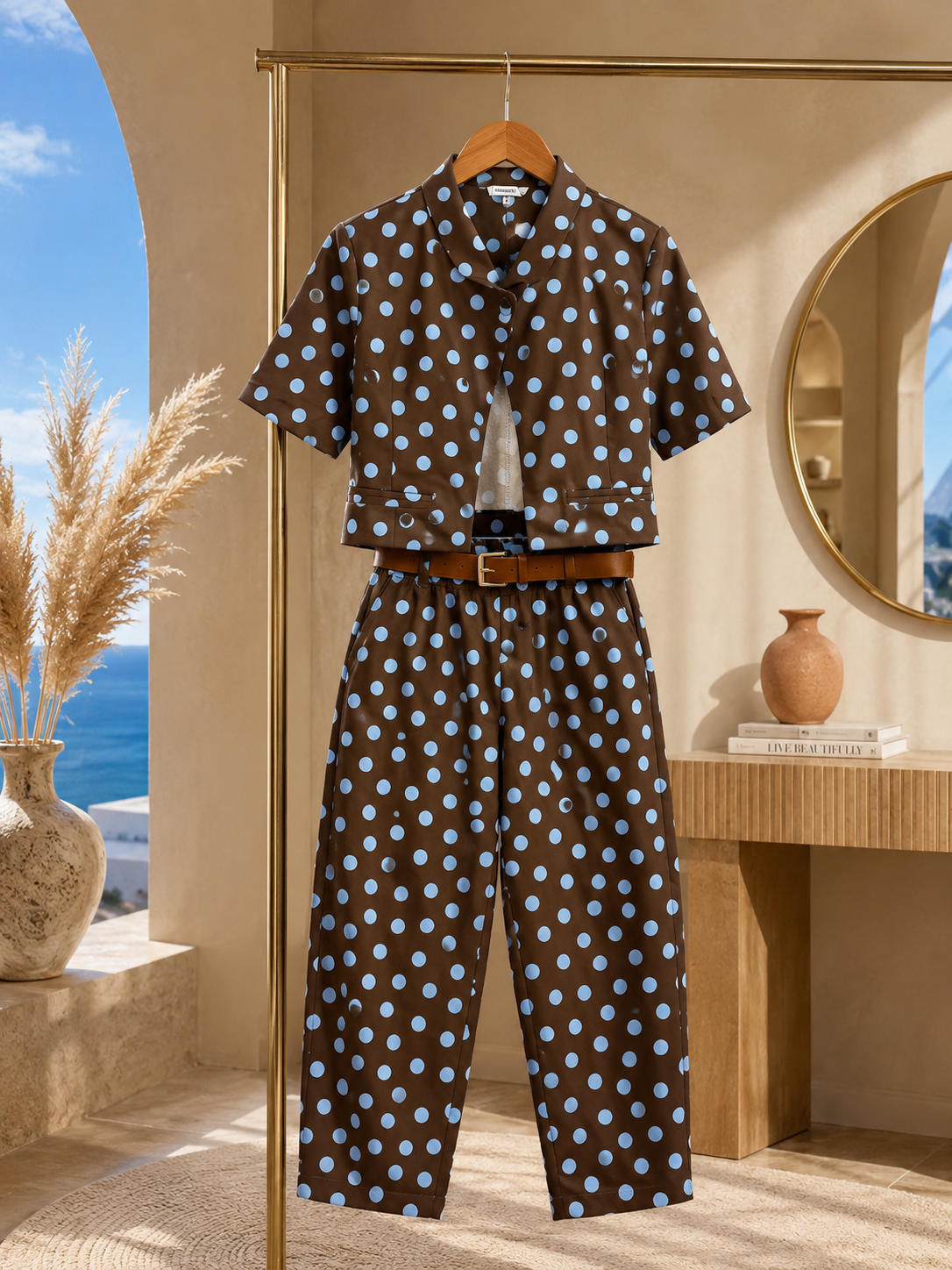 POLKA DOT BLAZER AND PANTS SET