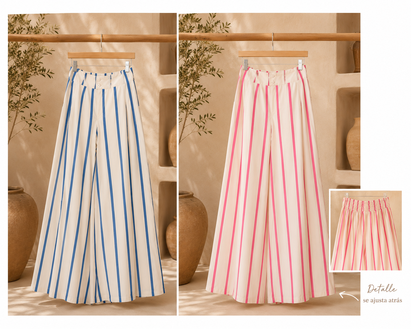 STRIPE WID LEG PANTS